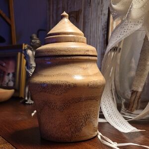 Hand Turned, Hand Made Wooden Canister Made From A Pecan Tree.